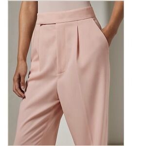 Ralph Lauren Collection Evanne Wool Gabardine Pants Pink Pleated Made in Italy 6